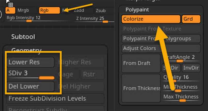 divide colorize zbrush